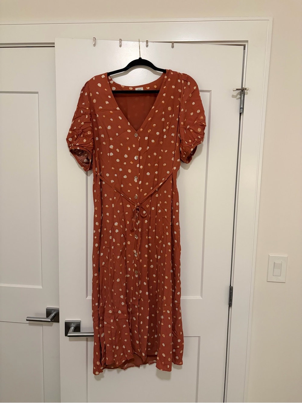 Wilfred Rust Polka Dot Midi Dress